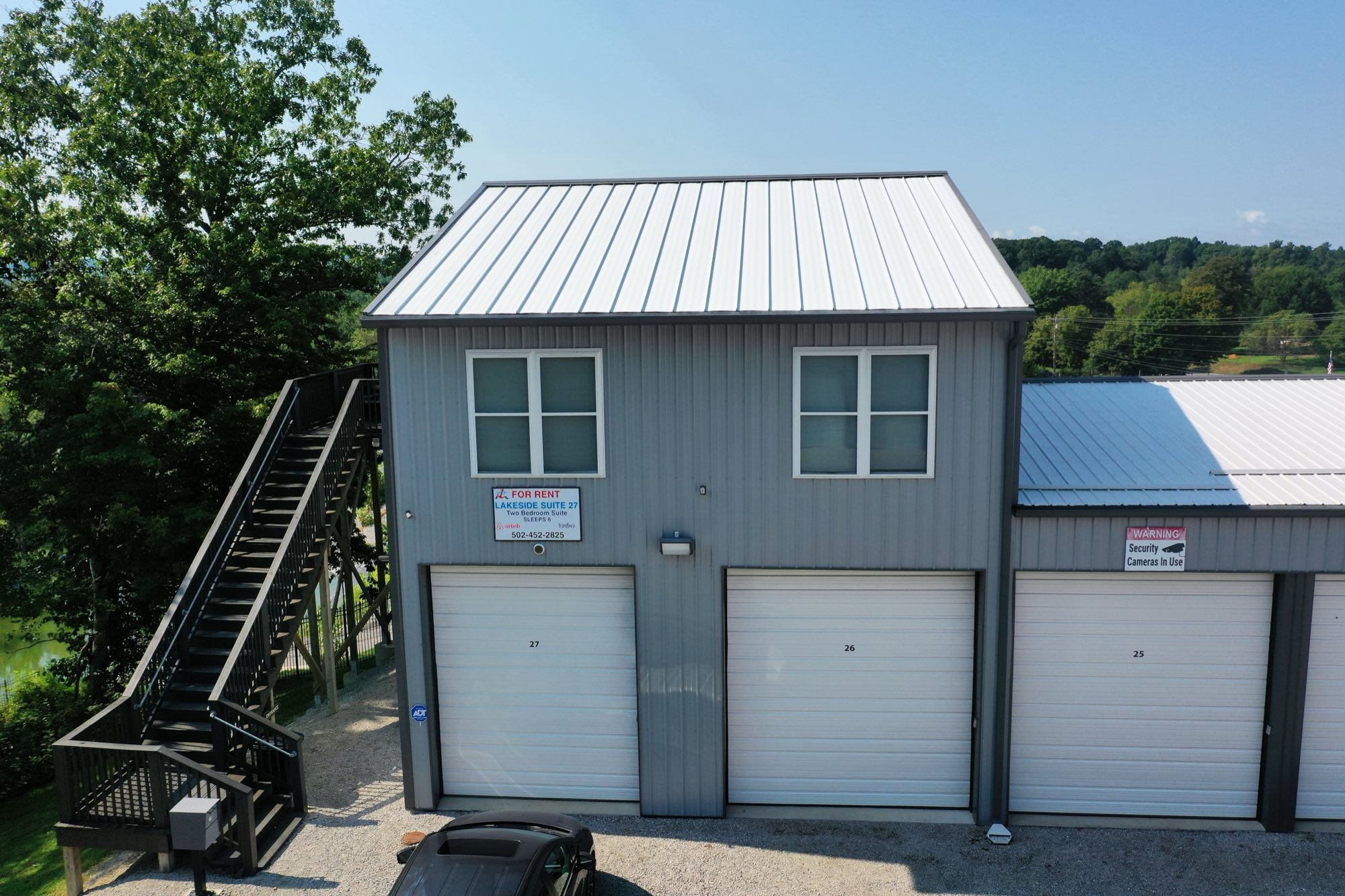 Lakeside Suite 27, the two-bedroom rental suite above storage units 25 to 27